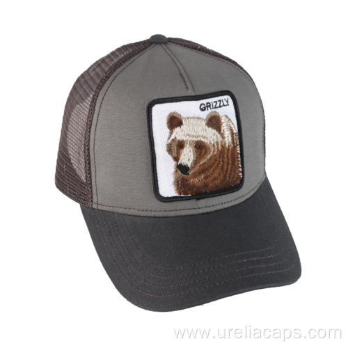 Applique cotton mesh trucker hat